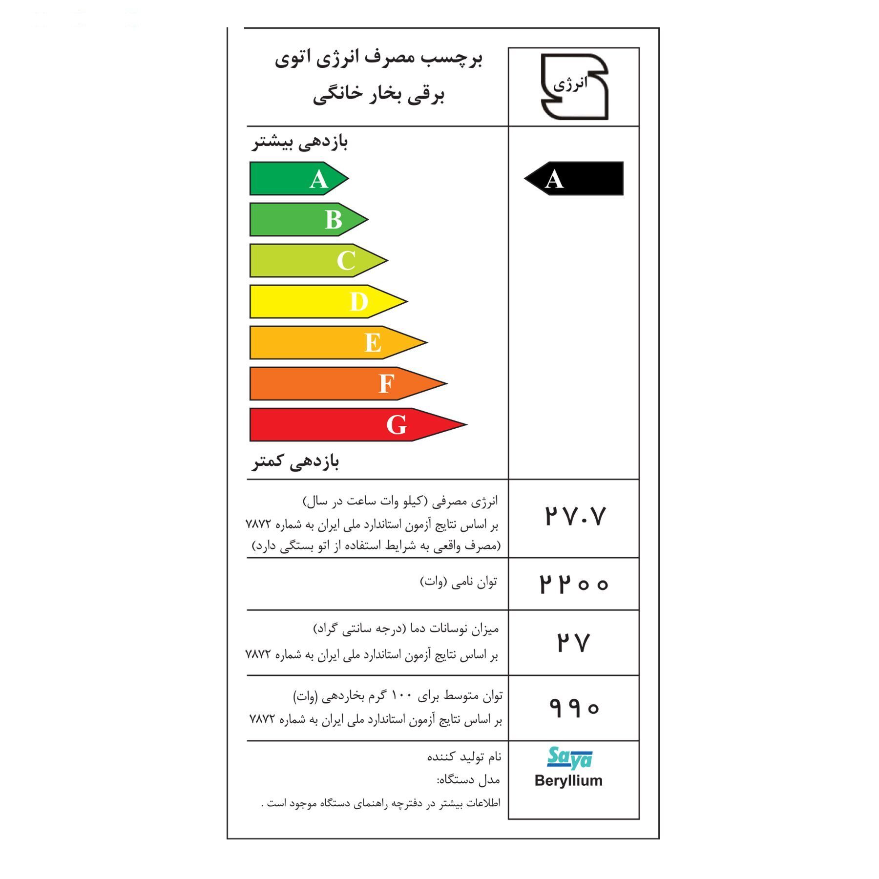 اتوبخار سایا مدل Beryllium