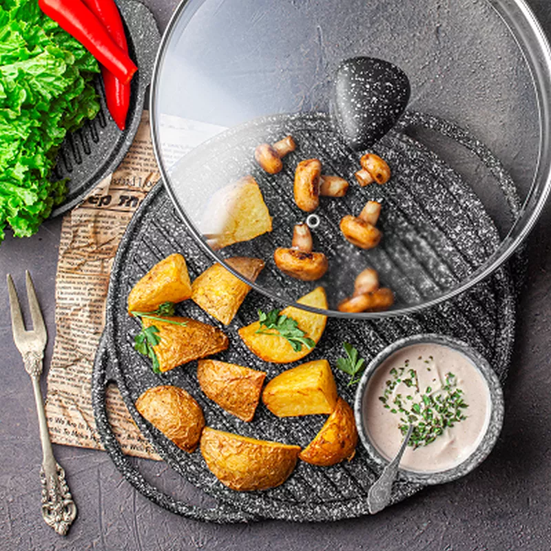 تابه گریل چدنی نالینو مدل Spiza با درب سایز 28