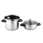 دیگ زودپز دوقلو 3 و 6 لیتری مدل شف با در پیرکس