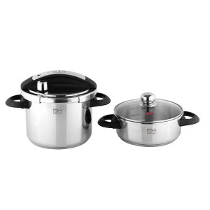 زودپز پارس استیل دوقلو 3 و 6 لیتری مدل شف با درب پیرکس