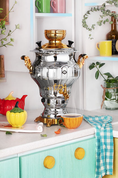 سماور گازسوز عالی نسب مدل نگار نفیس طلائی