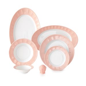 سرویس چینی 29 پارچه زرین پاستل صورتی