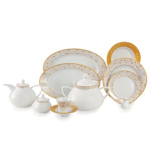 سرویس چینی 108 پارچه زرین ژئومتریکال طلایی