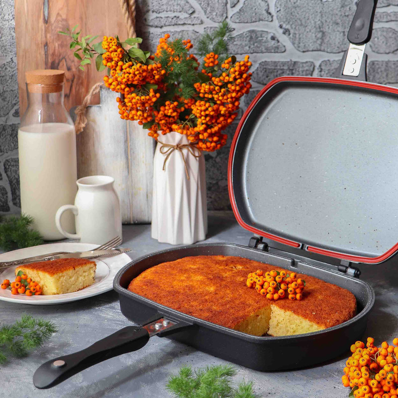 تابه گریل دو طرفه تکنو مدل Gold Design سایز 32