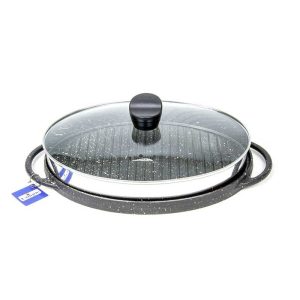 تابه گریل چدن بیضی بدون چوب یونیک 6011