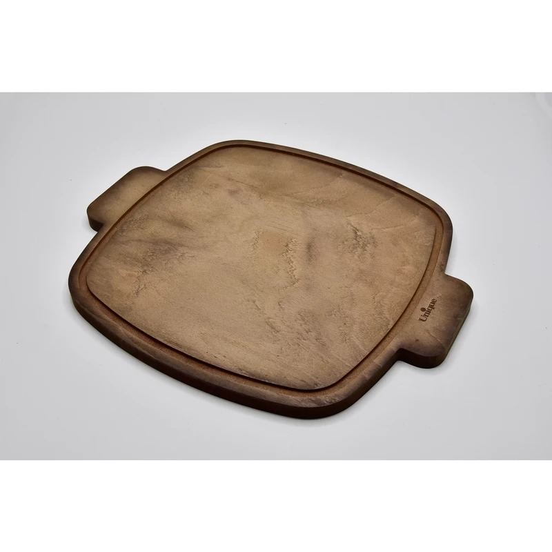 تابه گریل چدن مربع بزرگ با چوب و انبر یونیک