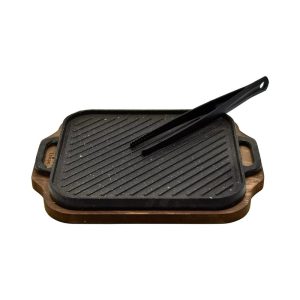 تابه گریل چدن مربع با چوب و انبر یونیک 6015