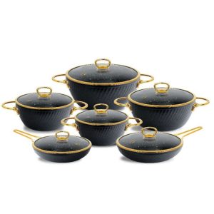 سرویس قابلمه 12 پارچه MGS یراق طلایی