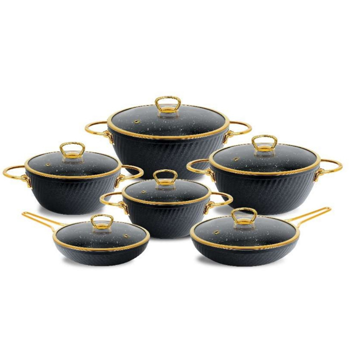 سرویس قابلمه 12 پارچه MGS یراق طلایی