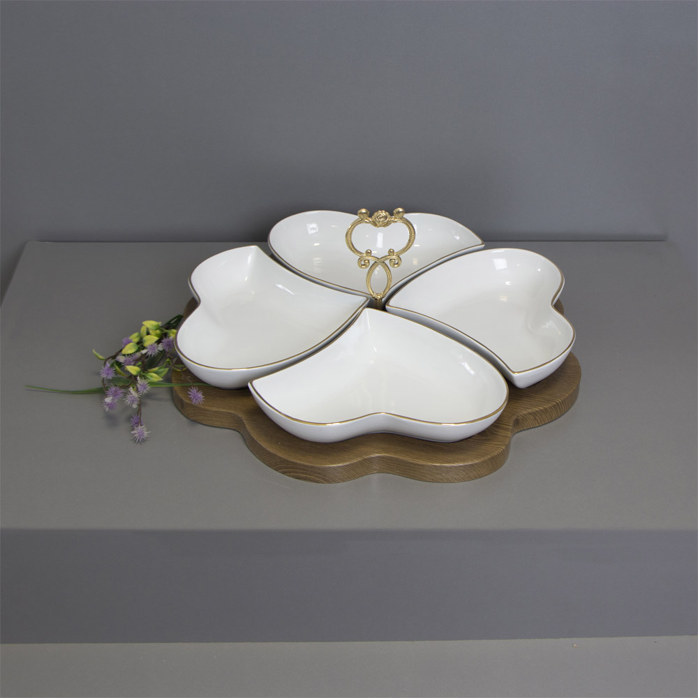 سرویس اردوخوری لیمون مدل قلب با فریم چوبی