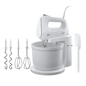 همزن براون HM1070 با طراحی سفید و ارگونومیک مناسب آشپزخانه