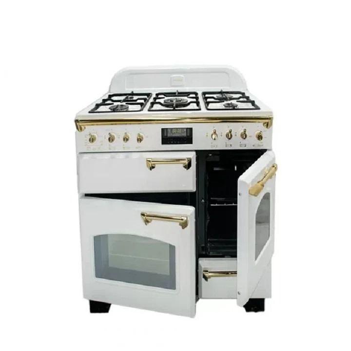 اجاق گاز پنج شعله چهار فر تاکنوگاز سری فالکون مدل دسته شیر و دستگیره طلایی