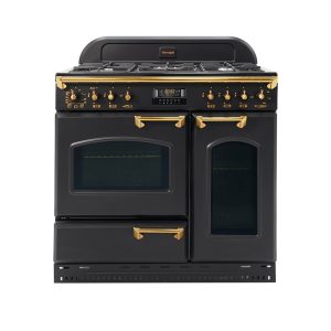 اجاق گاز پنج شعله سه فر تاکنوگاز سری رومانو مدل ولوم و دستگیره طلایی