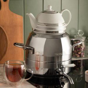 کتری و قوری استیل 7 لیتر دو خط برند نیچی