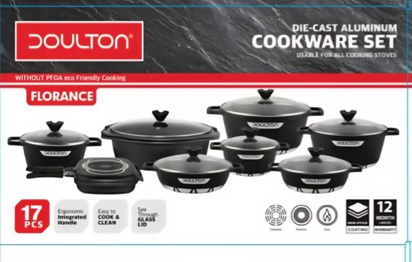 سرویس قابلمه چدن 17 پارچه دالتون مدل فلورانس